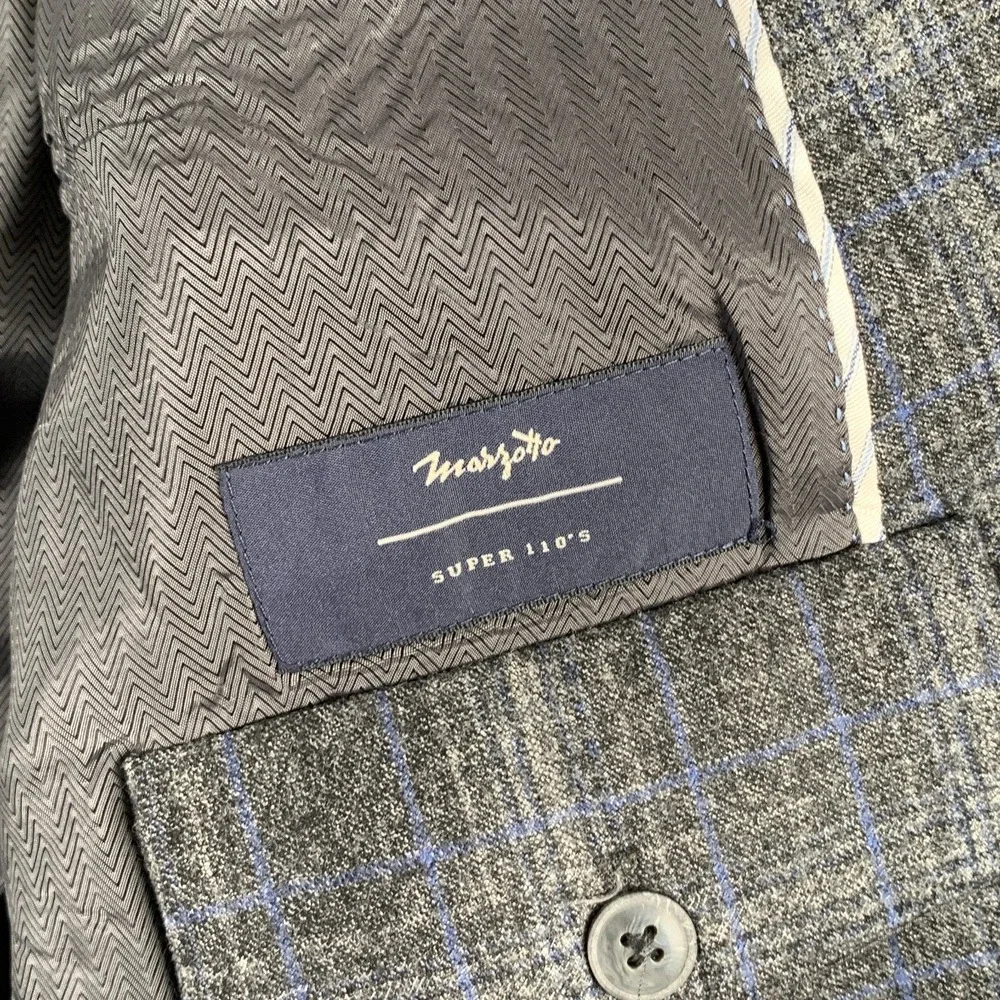 Joseph Abboud Blazer Jacket Men 56L Gray Windowpane Mazzotto Wool Sport Coat